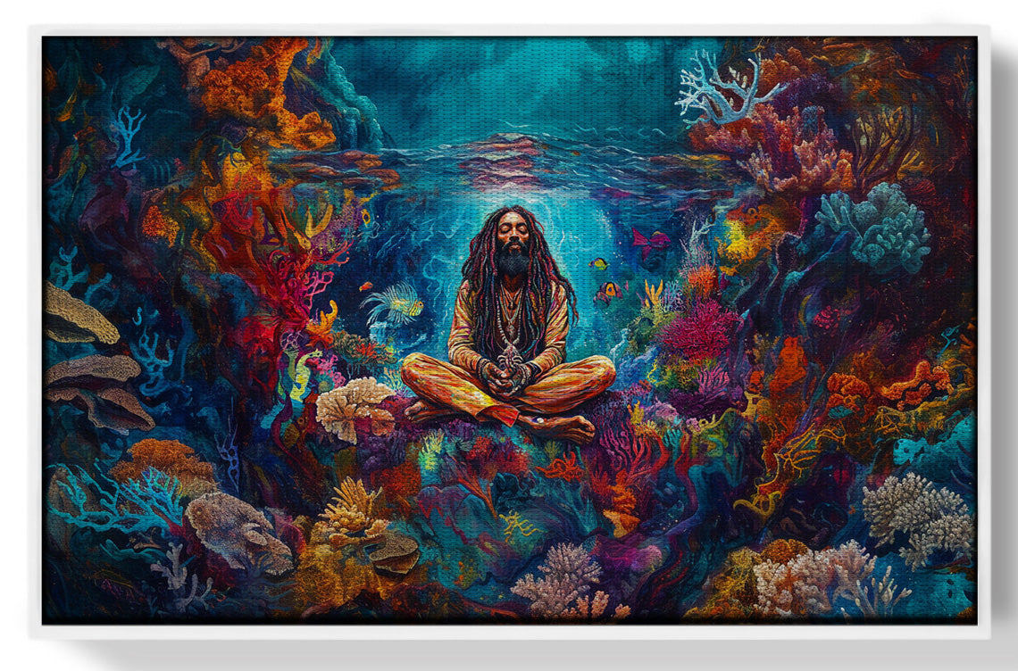 Black Woman Meditation Ocean African American wall art view 61