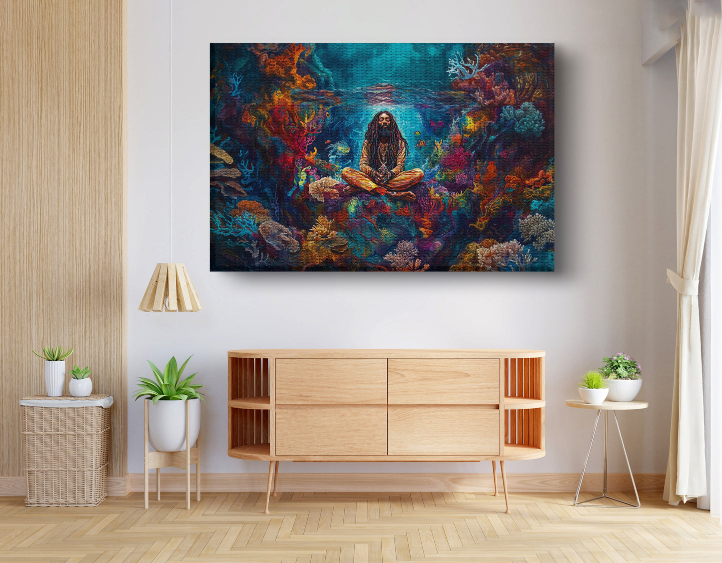 Black Woman Meditation Ocean African American wall art view 14