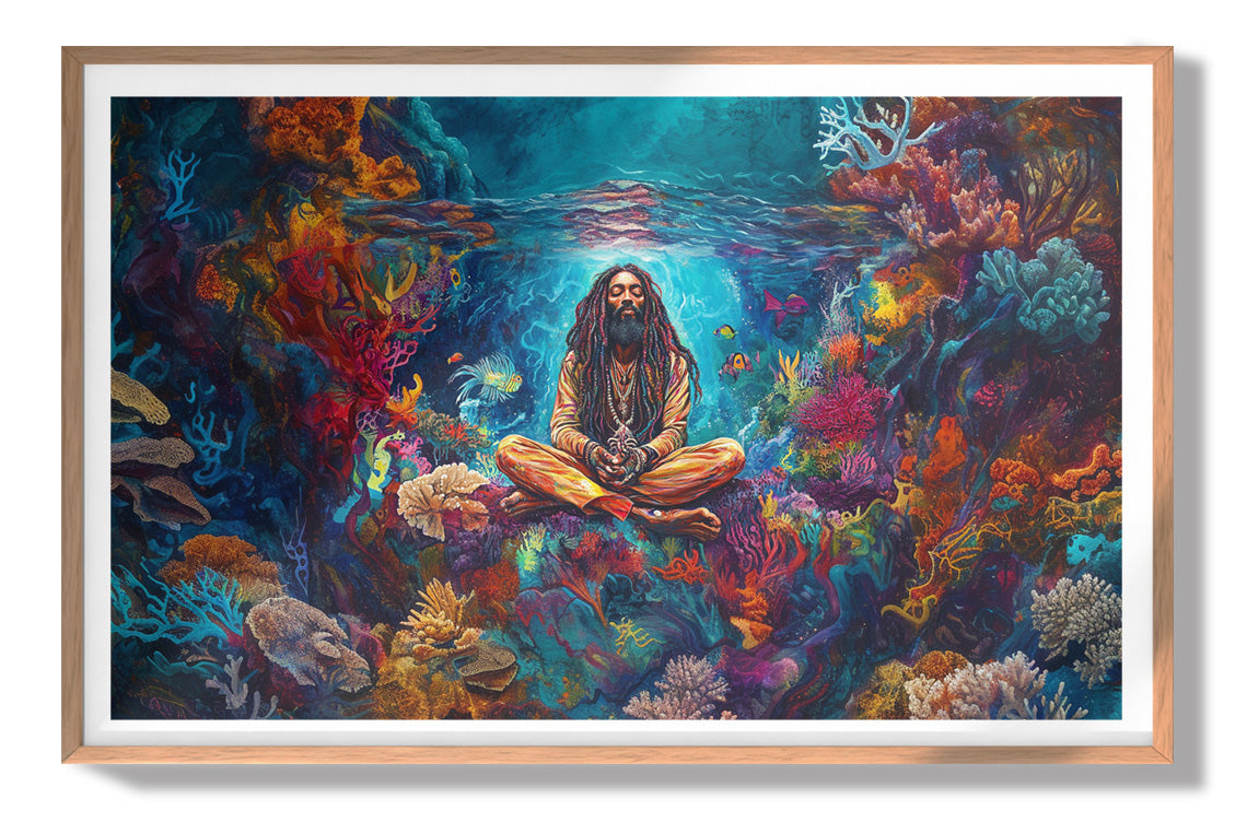 Black Woman Meditation Ocean African American wall art view 79