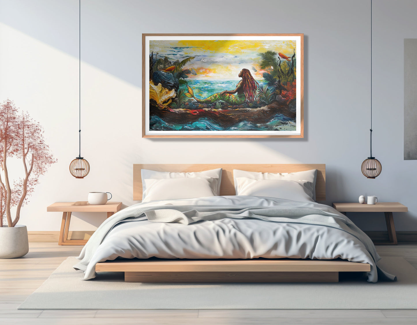 Black Mermaid Ocean Sunset Caribbean wall art view 81