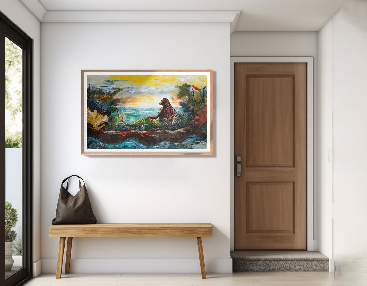 Black Mermaid Ocean Sunset Caribbean wall art view 83