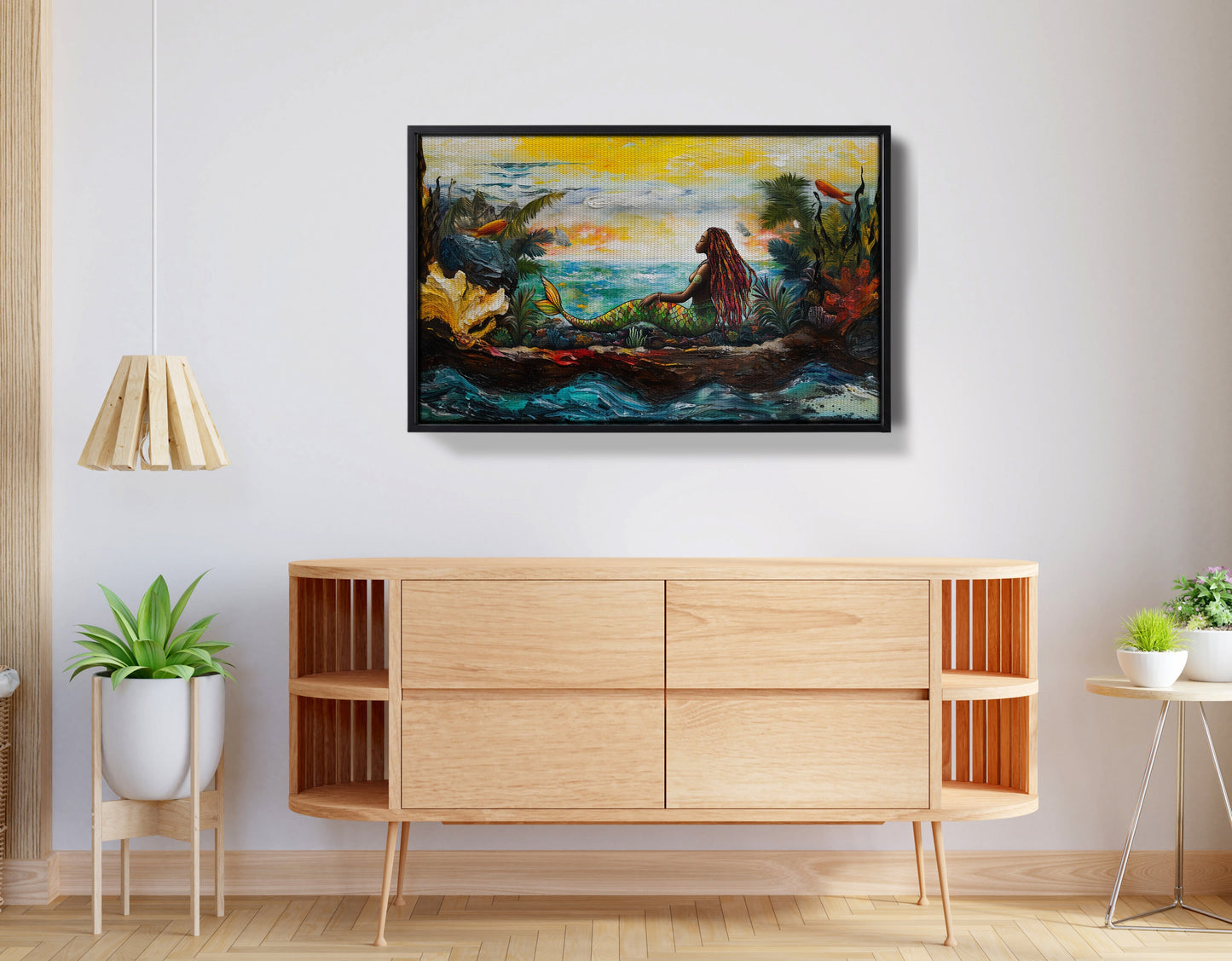Black Mermaid Ocean Sunset Caribbean wall art view 26