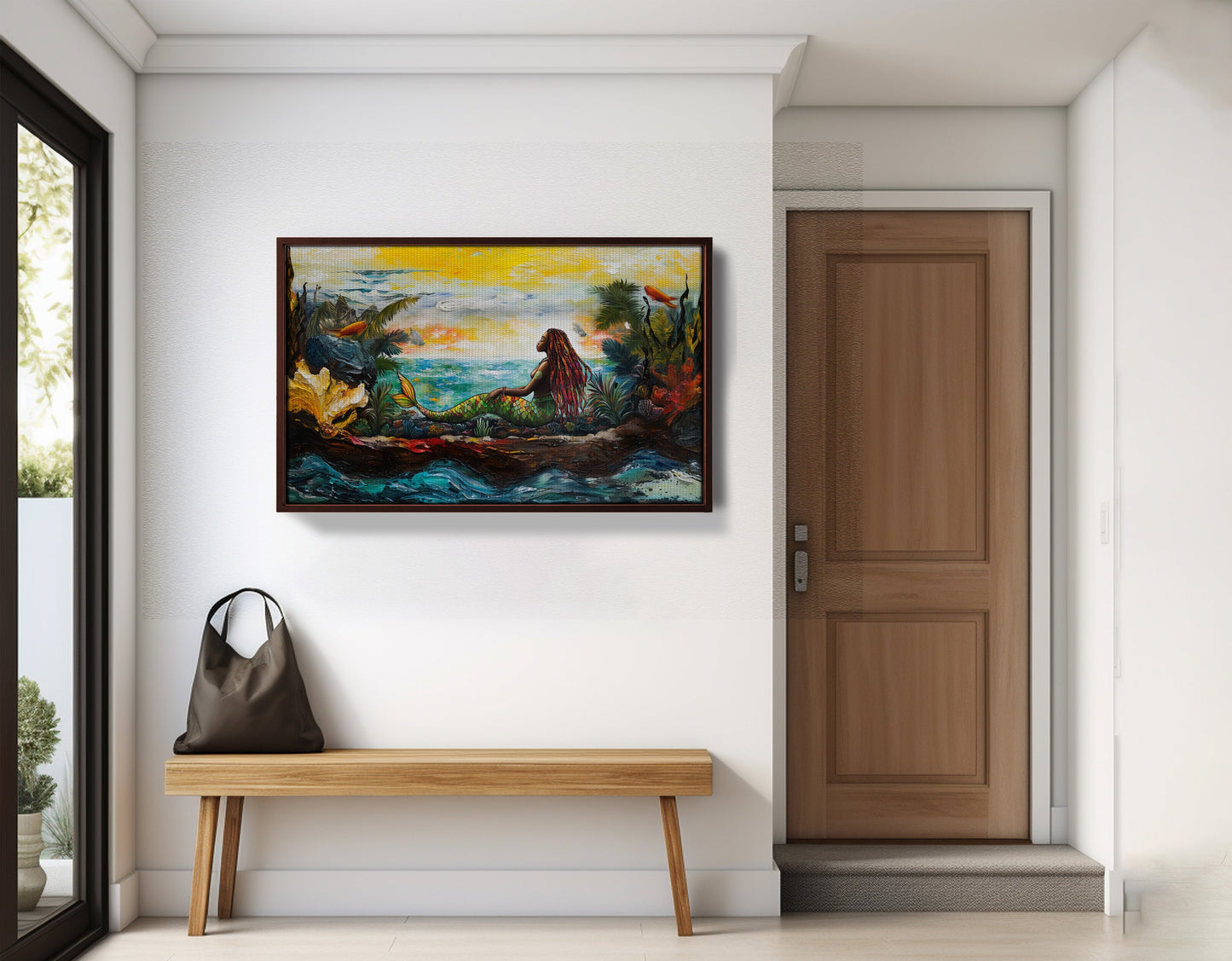 Black Mermaid Ocean Sunset Caribbean wall art view 35