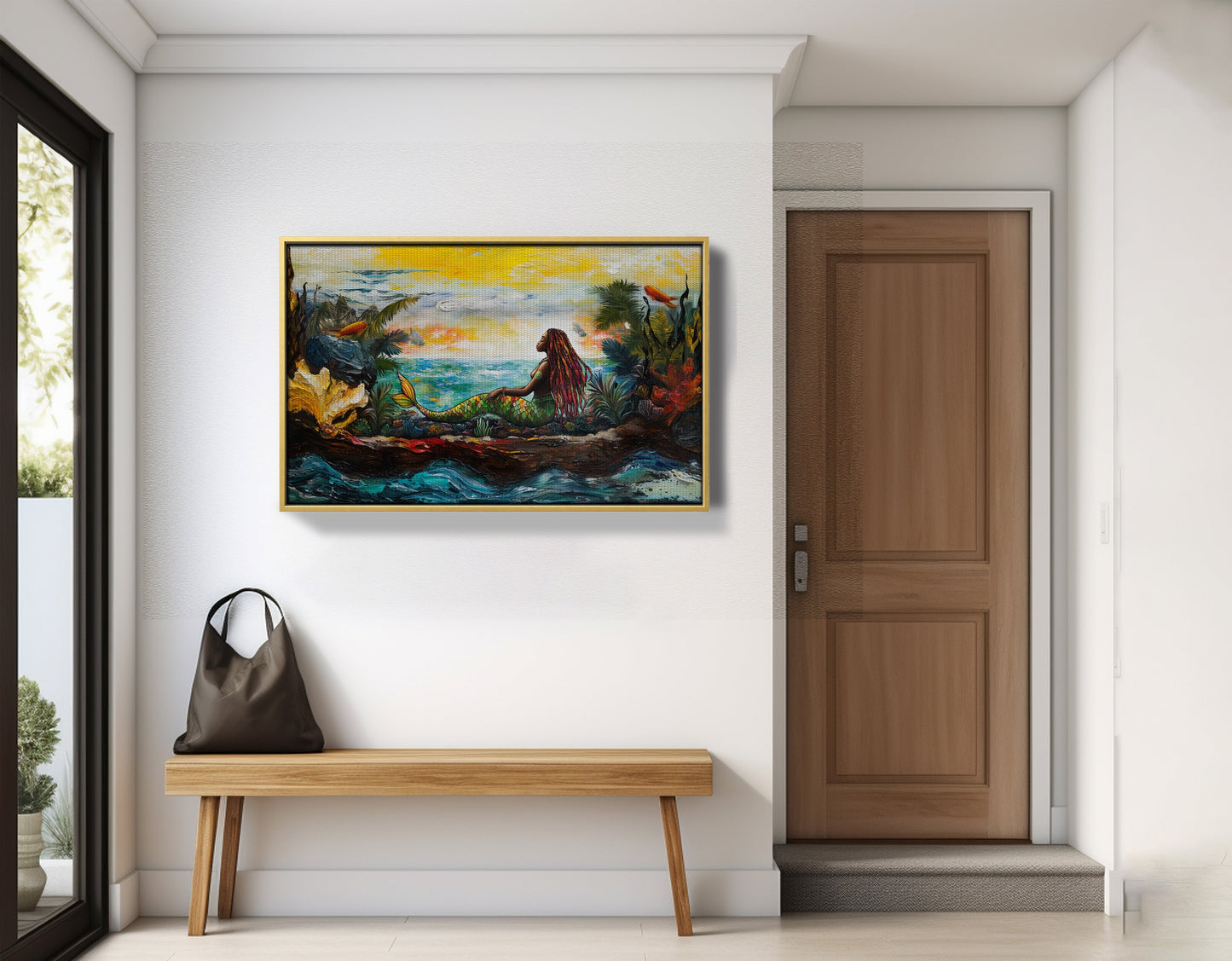 Black Mermaid Ocean Sunset Caribbean wall art view 41