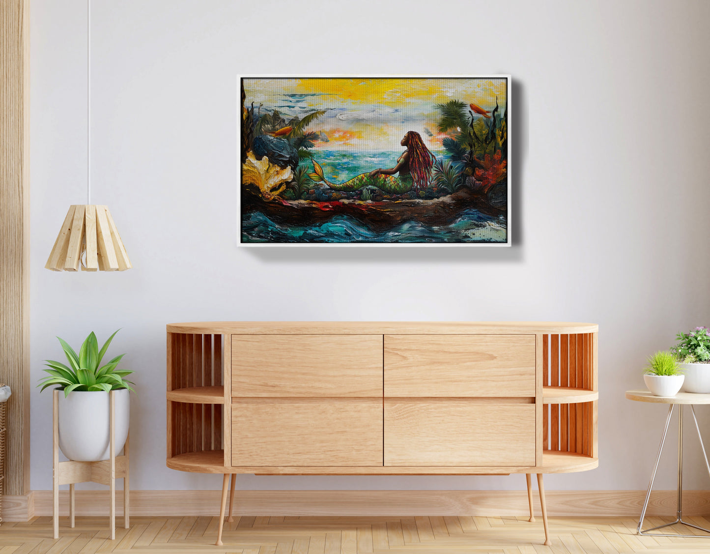 Black Mermaid Ocean Sunset Caribbean wall art view 62