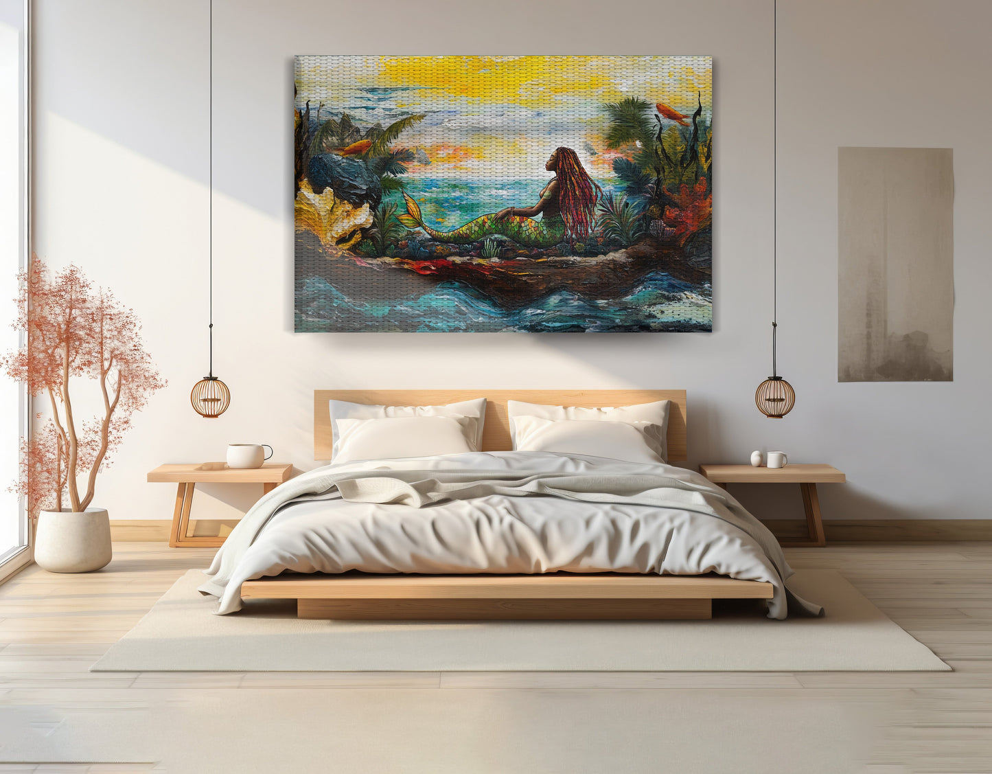Black Mermaid Ocean Sunset Caribbean wall art view 15