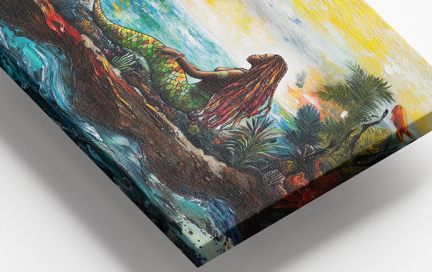 Black Mermaid Ocean Sunset Caribbean wall art view 16