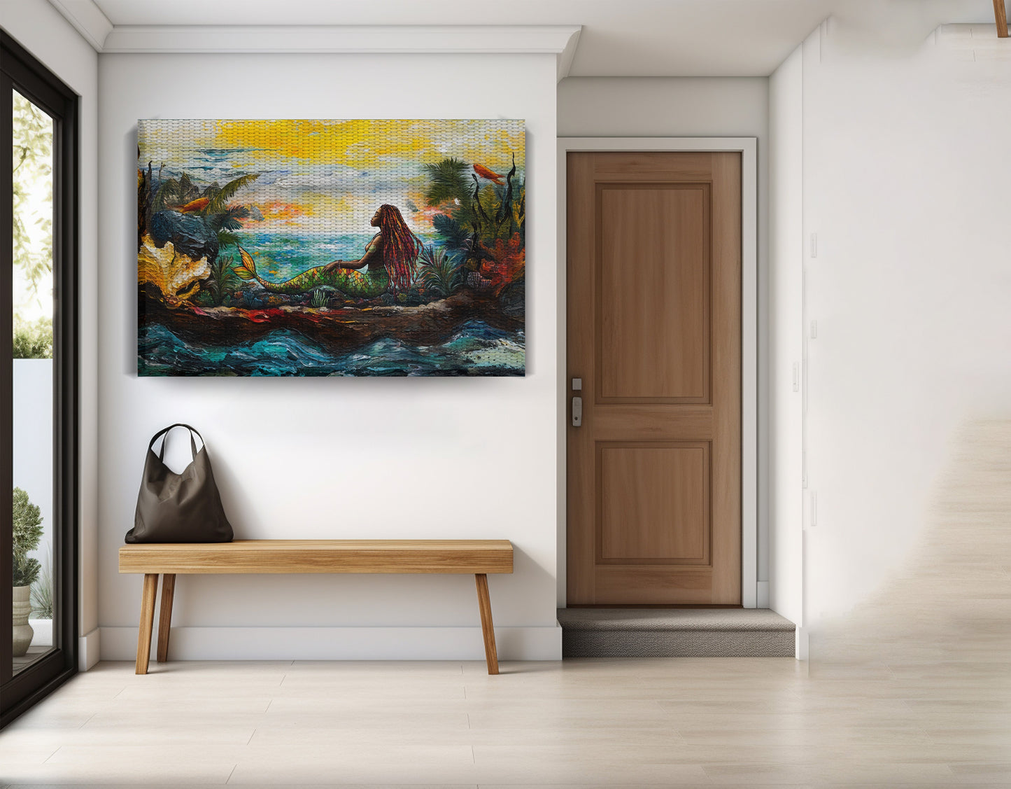Black Mermaid Ocean Sunset Caribbean wall art view 17