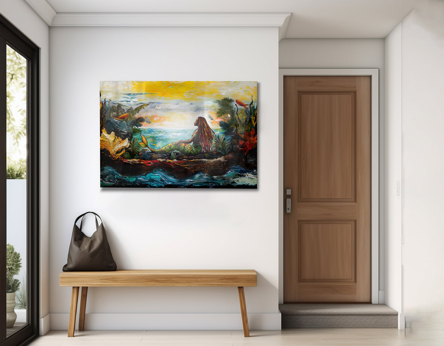 Black Mermaid Ocean Sunset Caribbean wall art view 23