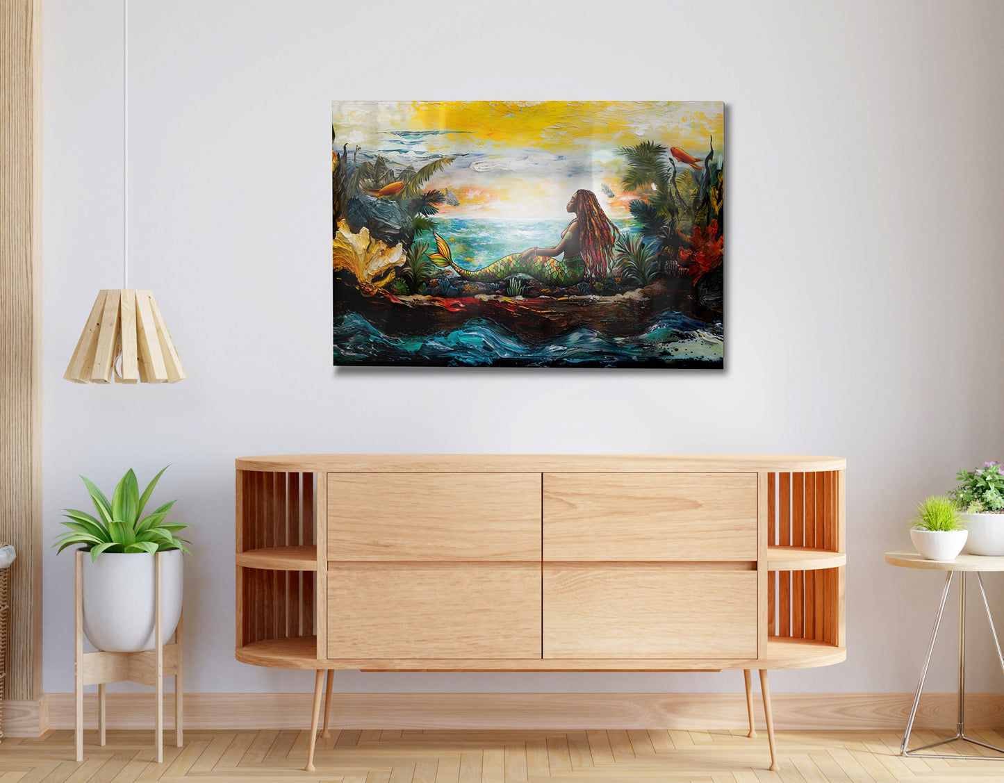 Black Mermaid Ocean Sunset Caribbean wall art view 20