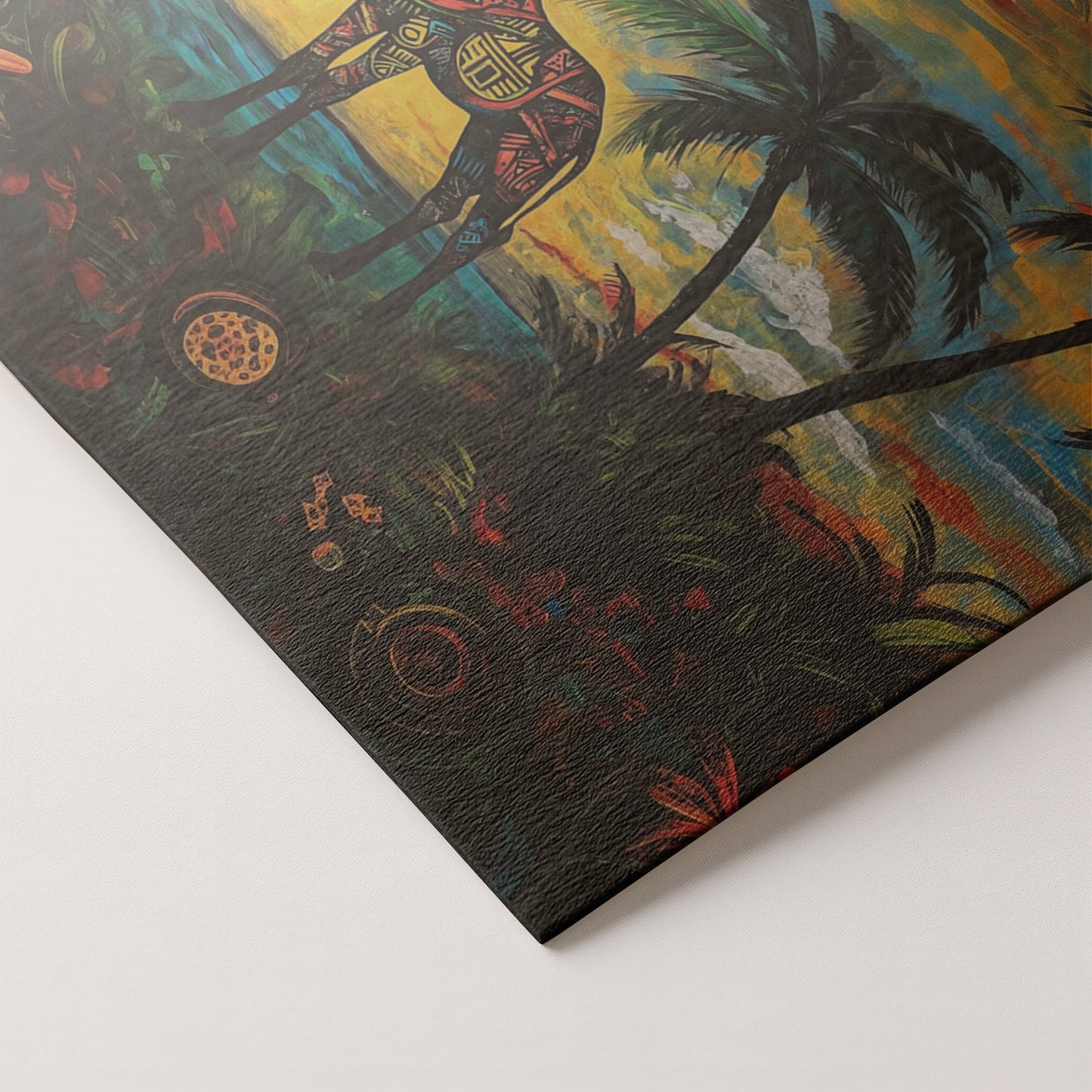 Giraffe Tropical Sunset Black Caribbean wall art artwork by MoomZee Artwork