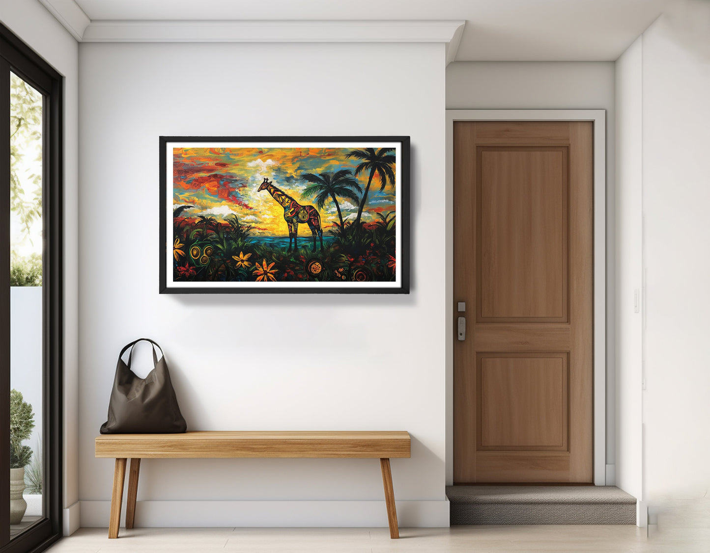 Giraffe Tropical Sunset Black Caribbean wall art view 71