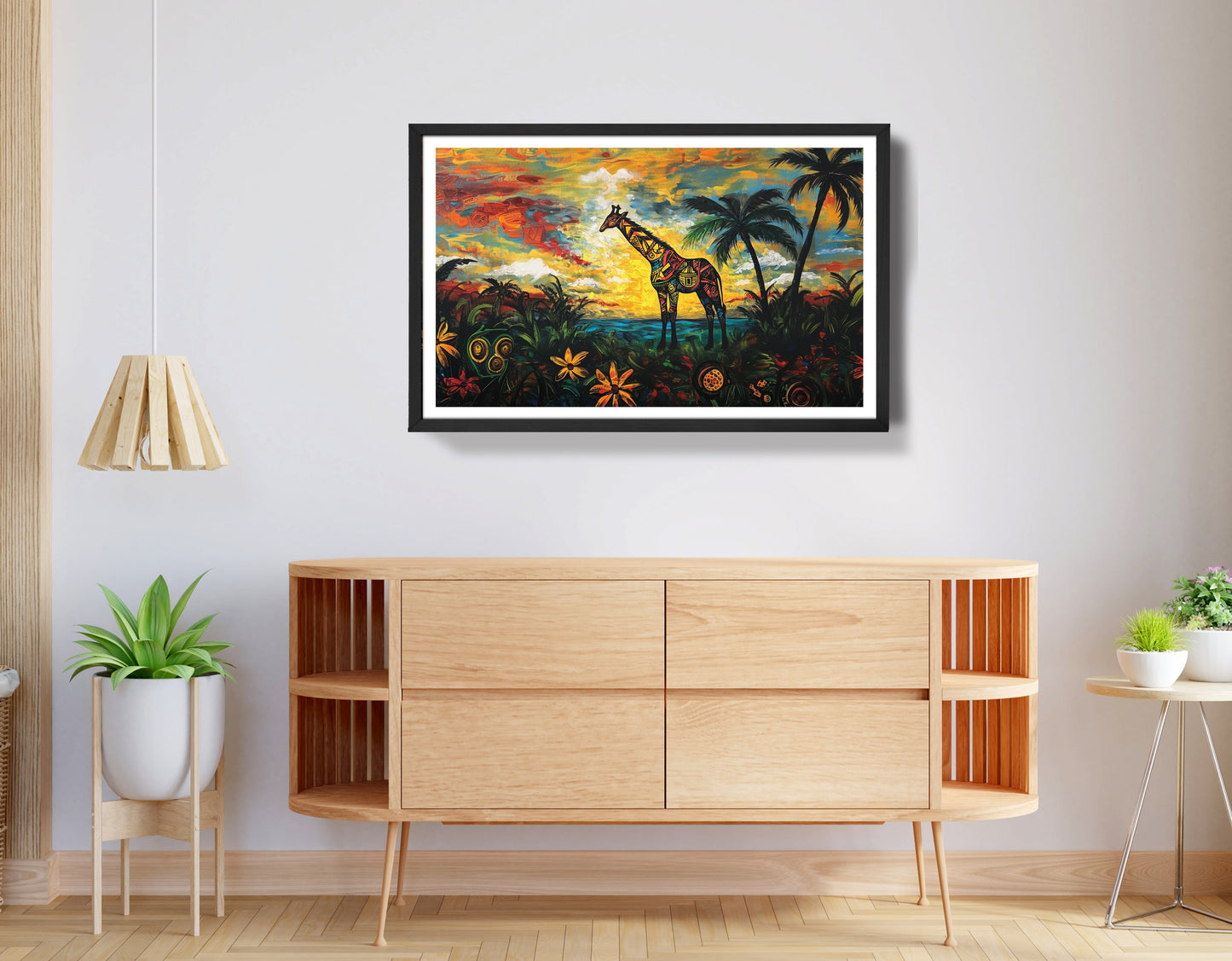 Giraffe Tropical Sunset Black Caribbean wall art view 68