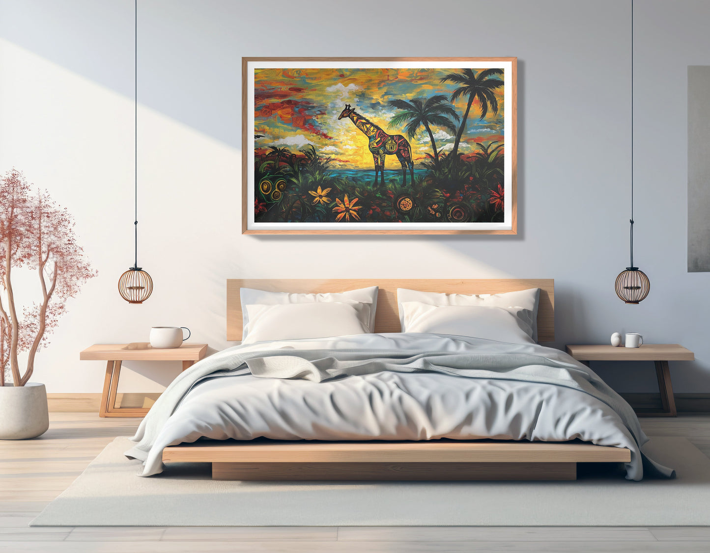 Giraffe Tropical Sunset Black Caribbean wall art view 81