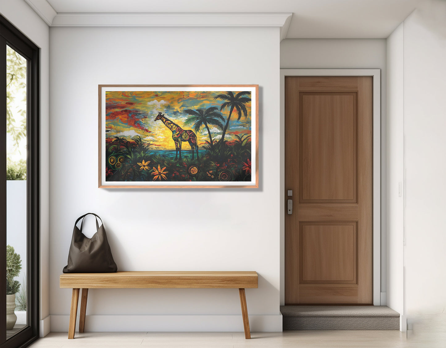 Giraffe Tropical Sunset Black Caribbean wall art view 83