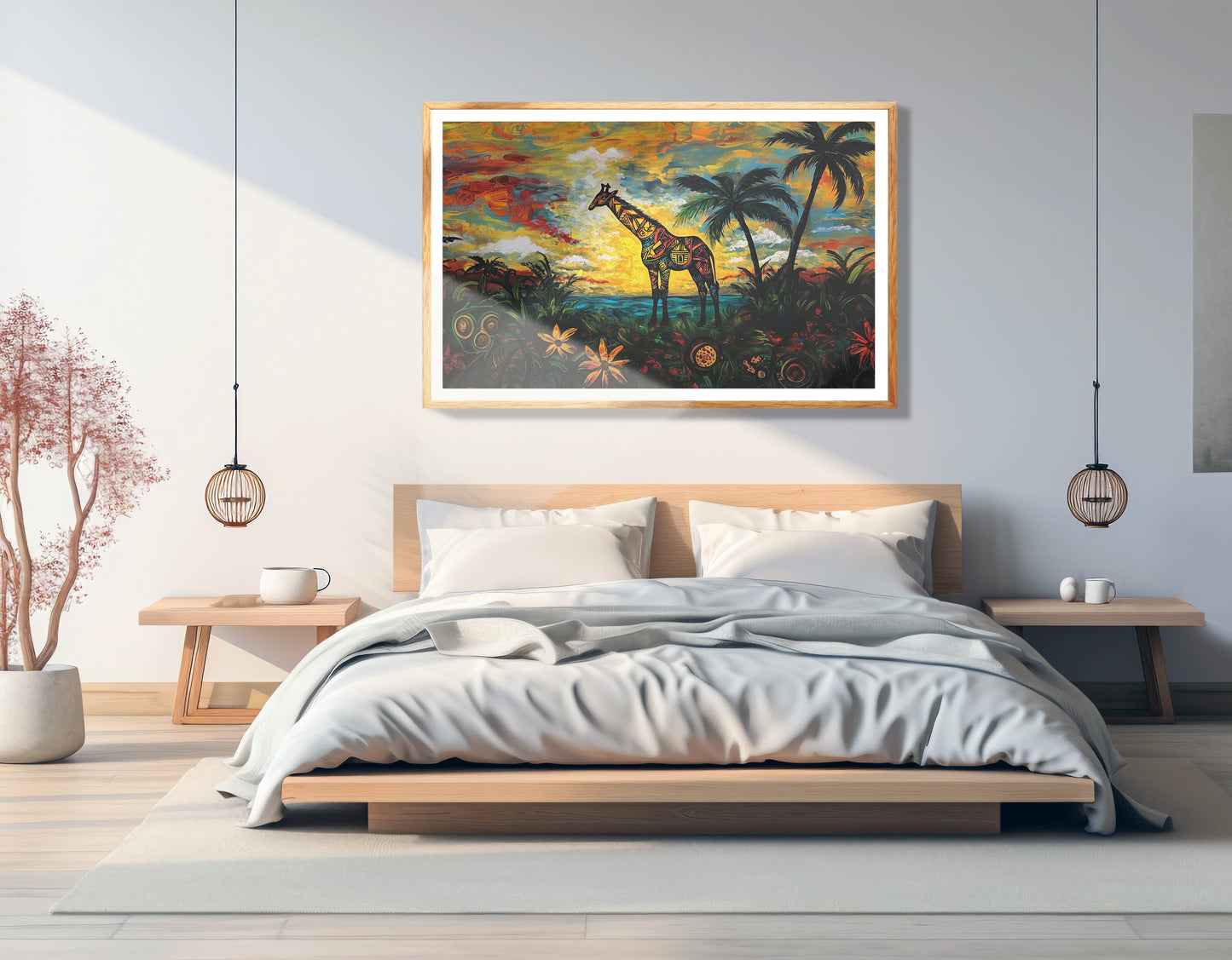 Giraffe Tropical Sunset Black Caribbean wall art view 75