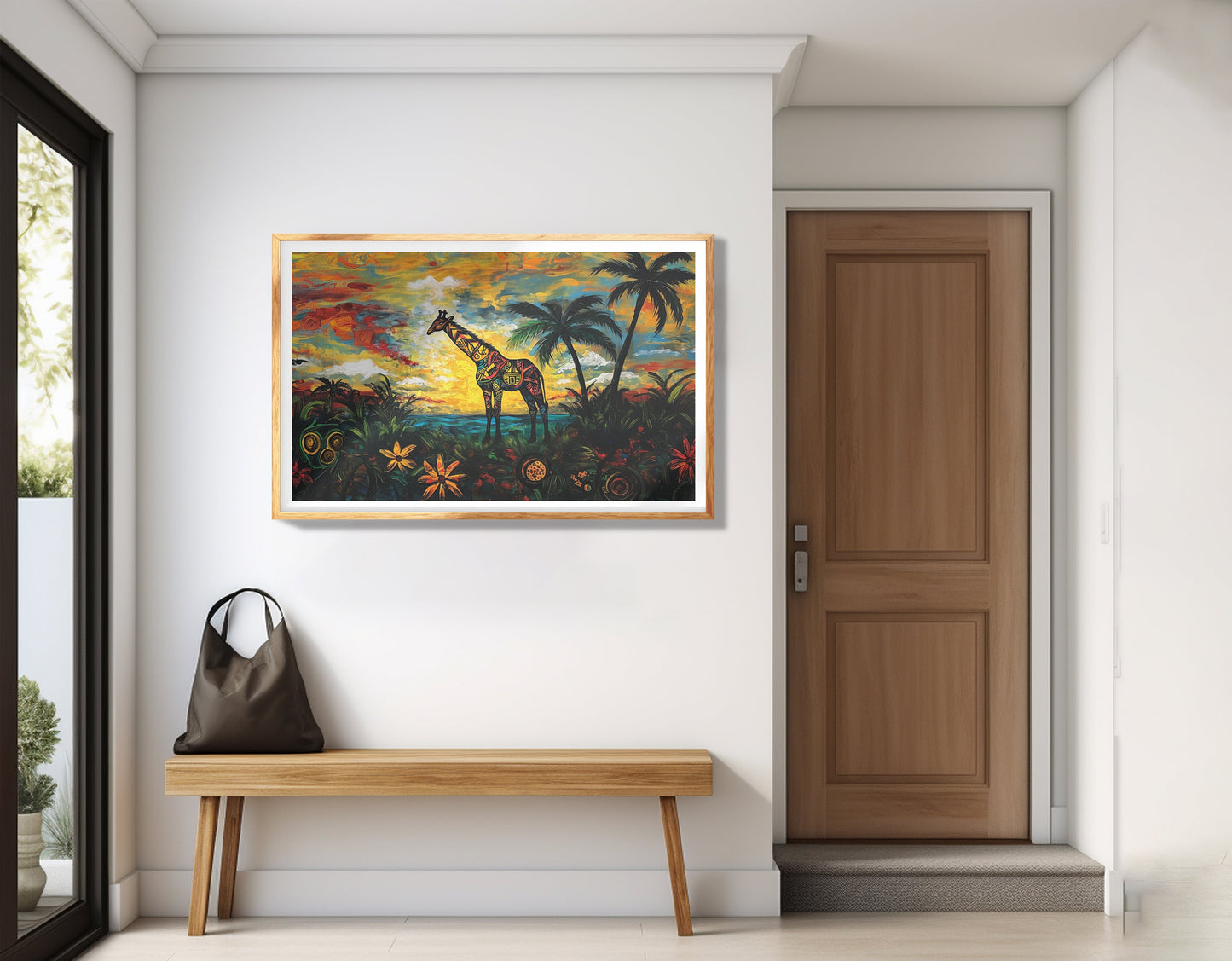 Giraffe Tropical Sunset Black Caribbean wall art view 77