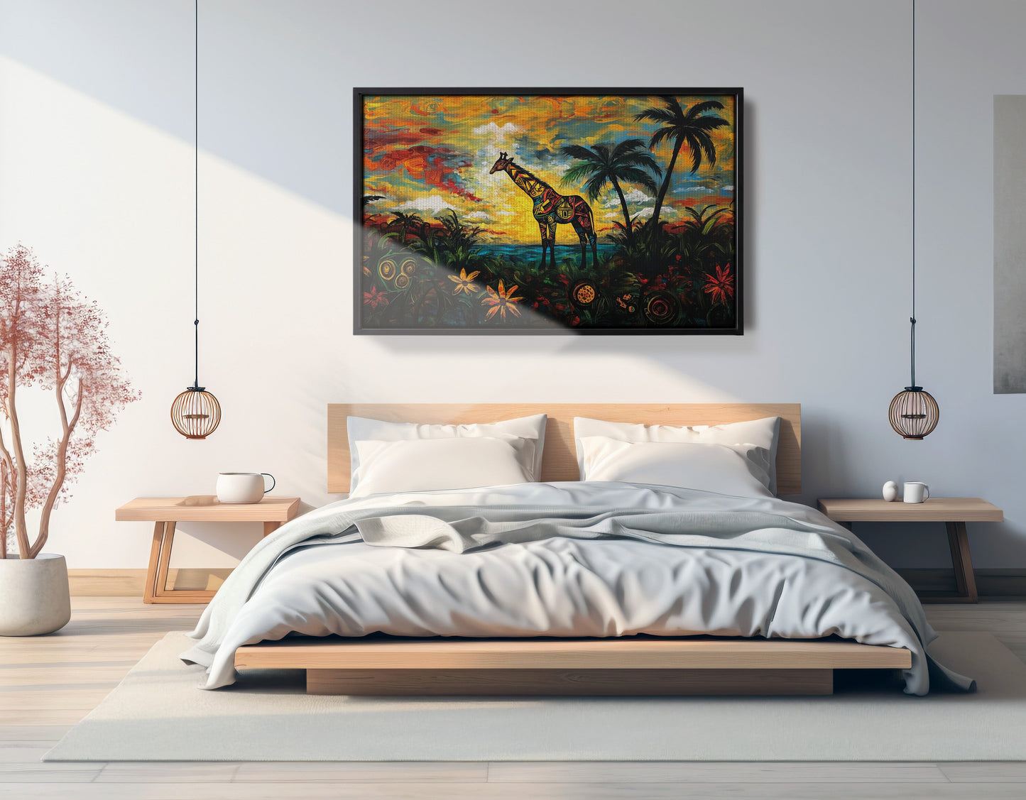 Giraffe Tropical Sunset Black Caribbean wall art view 27