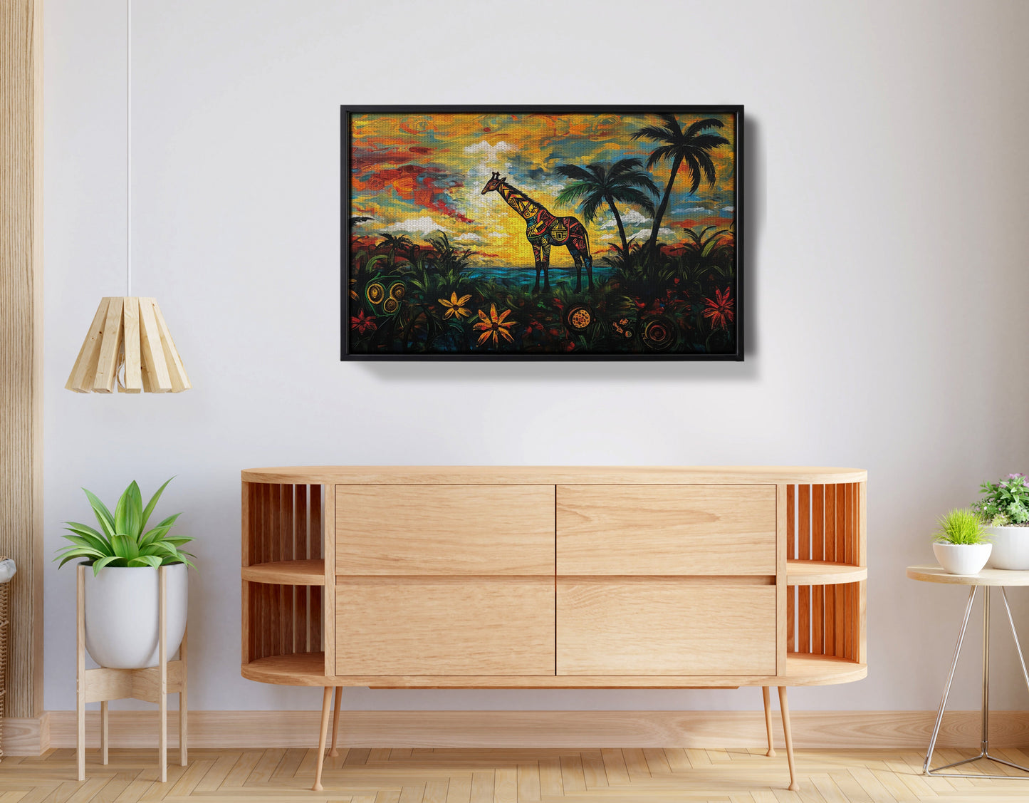 Giraffe Tropical Sunset Black Caribbean wall art view 26