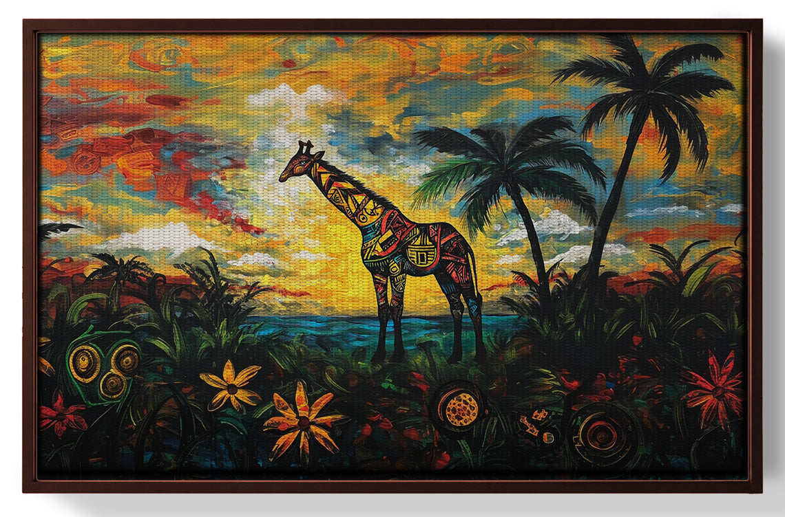 Giraffe Tropical Sunset Black Caribbean wall art view 31