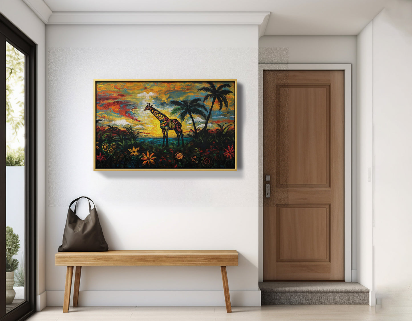 Giraffe Tropical Sunset Black Caribbean wall art view 41