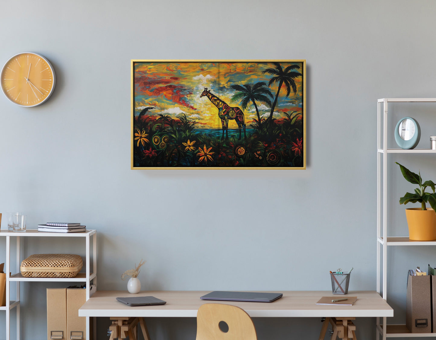 Giraffe Tropical Sunset Black Caribbean wall art view 42
