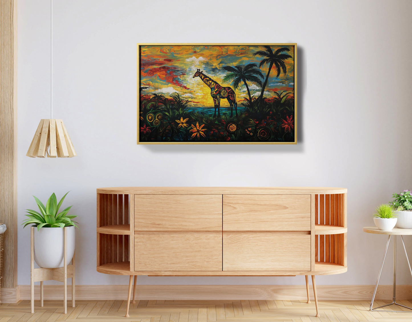 Giraffe Tropical Sunset Black Caribbean wall art view 38