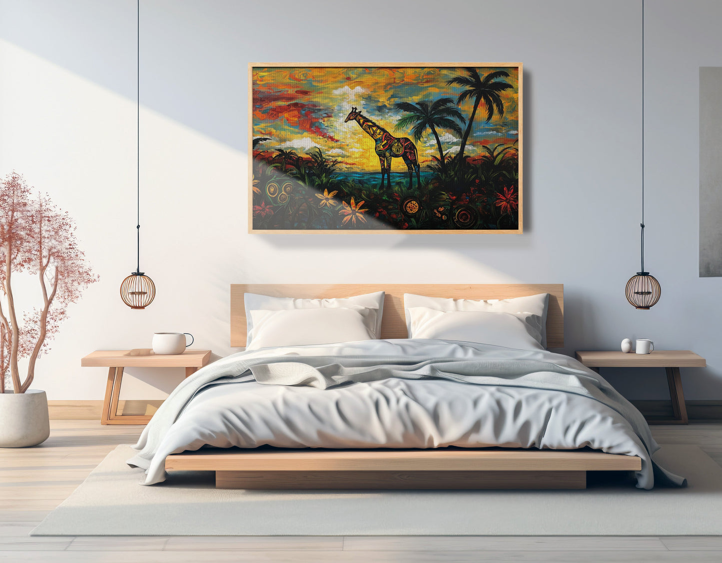 Giraffe Tropical Sunset Black Caribbean wall art view 51