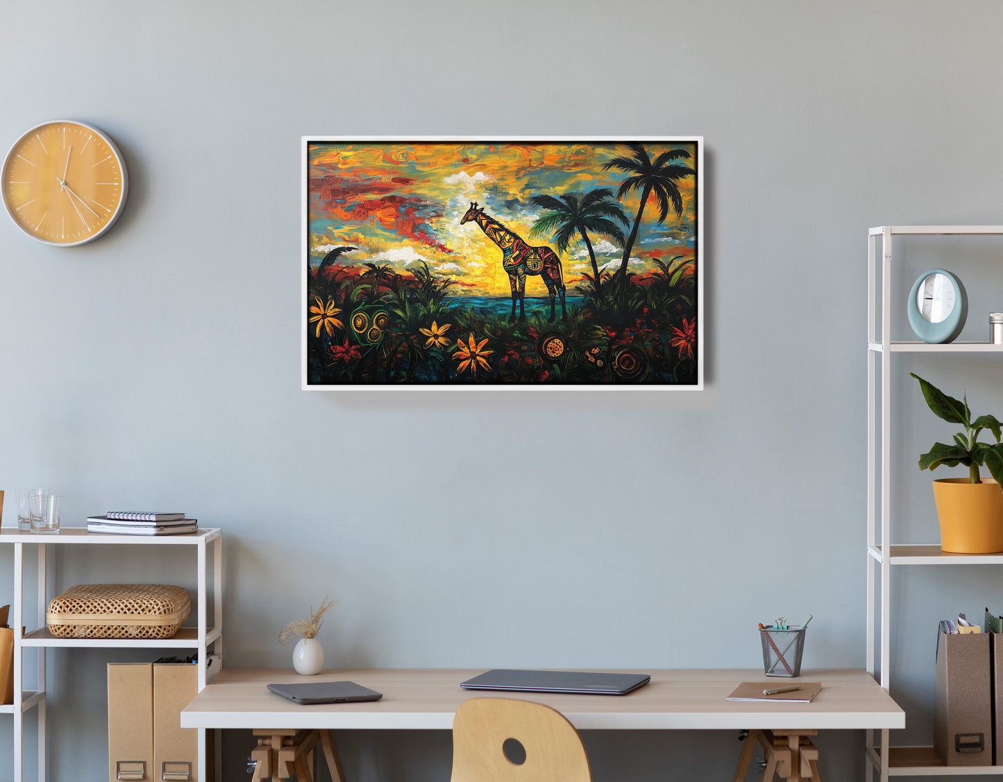 Giraffe Tropical Sunset Black Caribbean wall art view 66