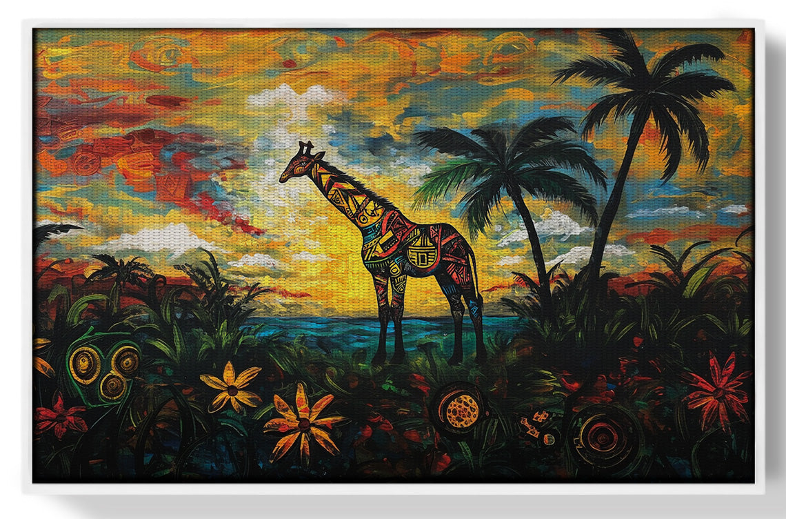 Giraffe Tropical Sunset Black Caribbean wall art view 61