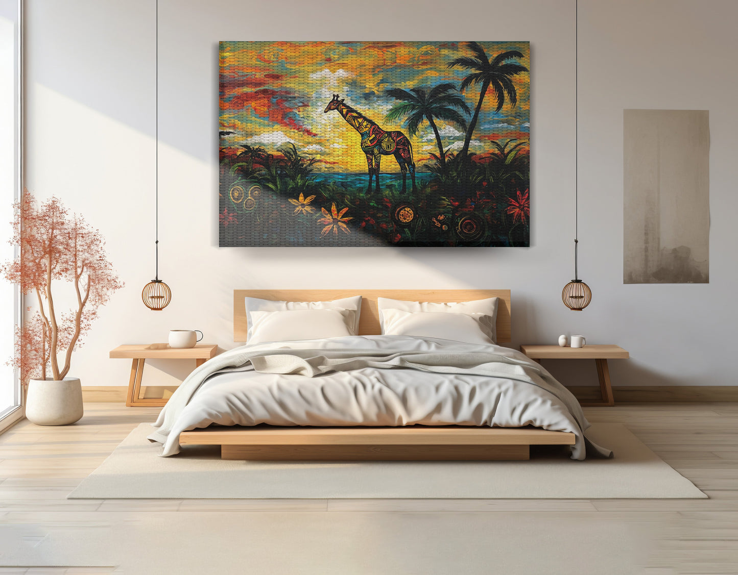 Giraffe Tropical Sunset Black Caribbean wall art view 15