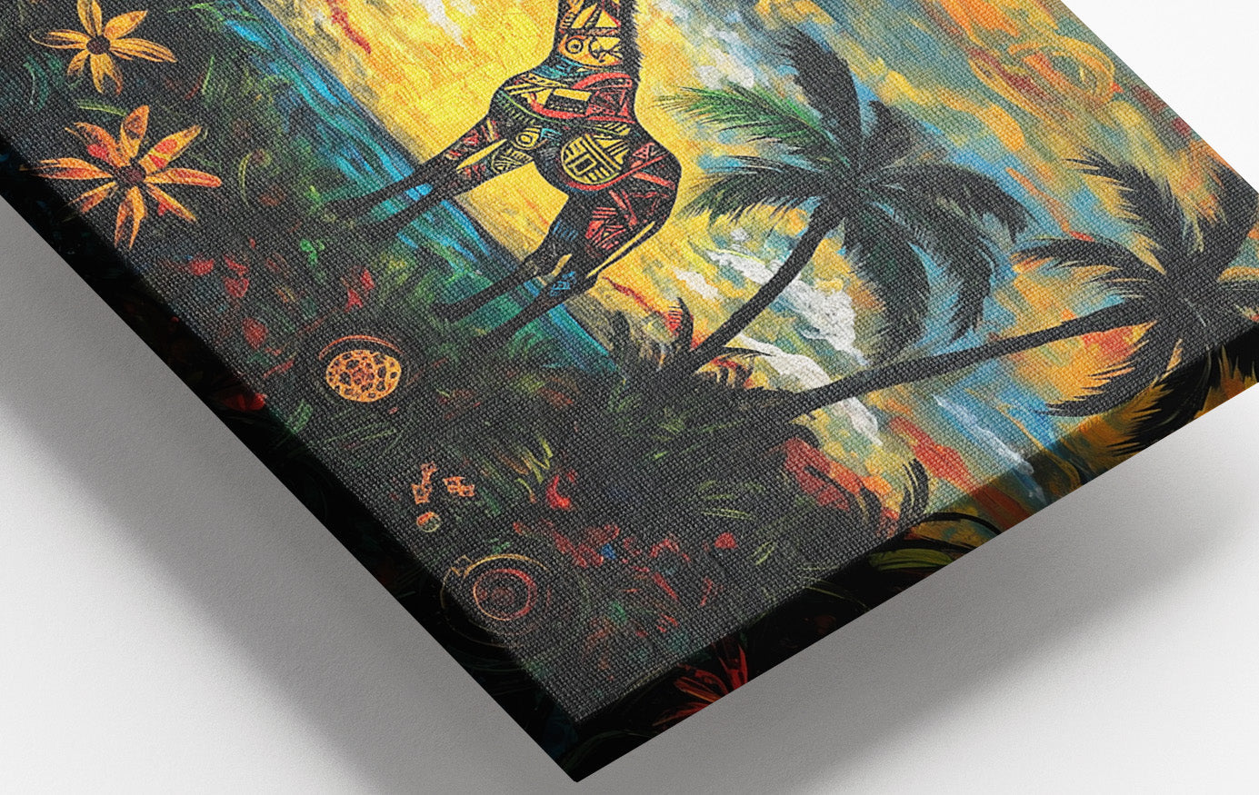 Giraffe Tropical Sunset Black Caribbean wall art view 16