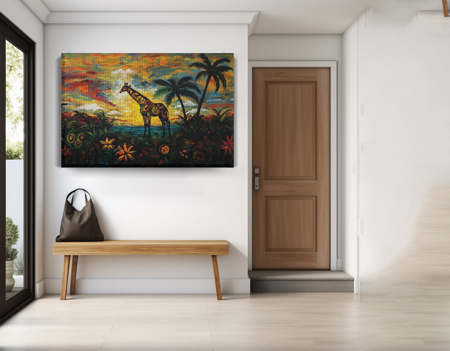 Giraffe Tropical Sunset Black Caribbean wall art view 17
