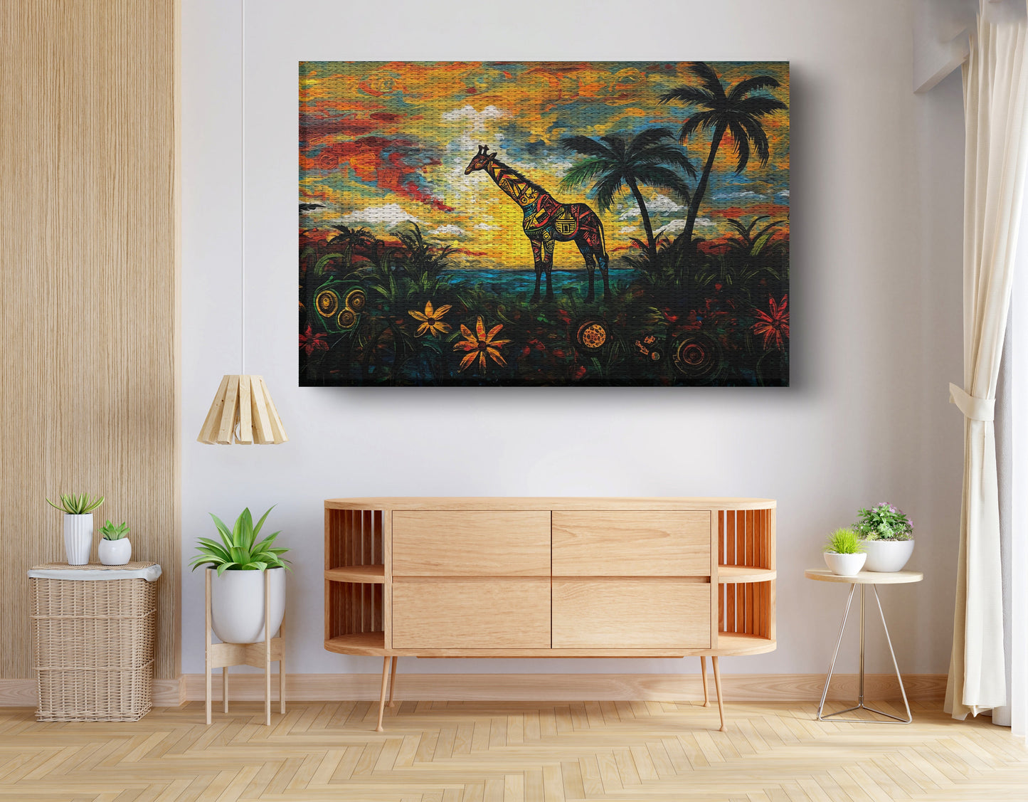Giraffe Tropical Sunset Black Caribbean wall art view 14