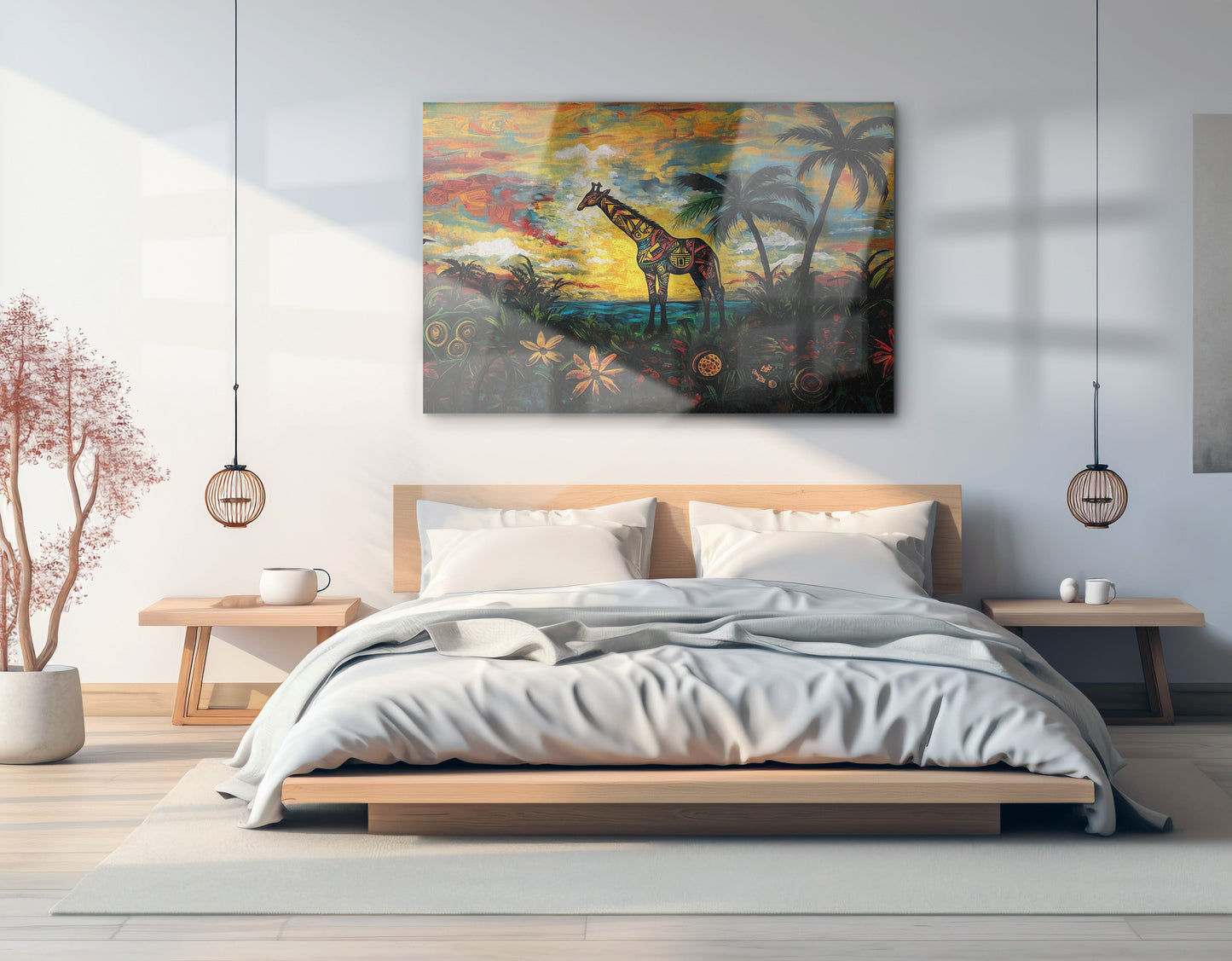 Giraffe Tropical Sunset Black Caribbean wall art view 21