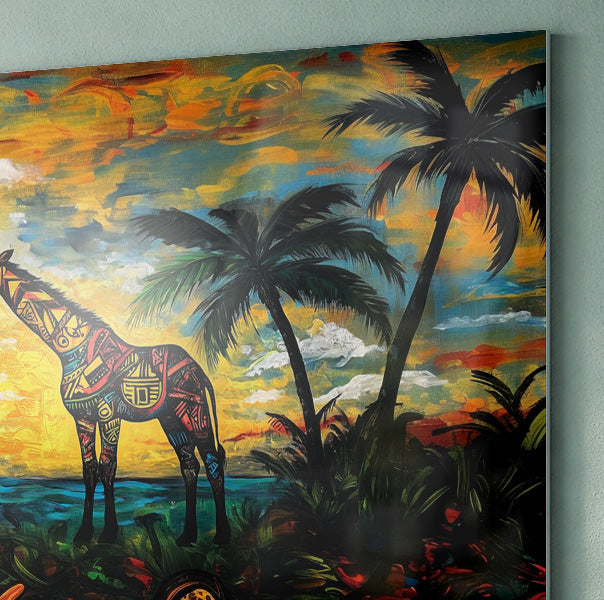 Giraffe Tropical Sunset Black Caribbean wall art view 22