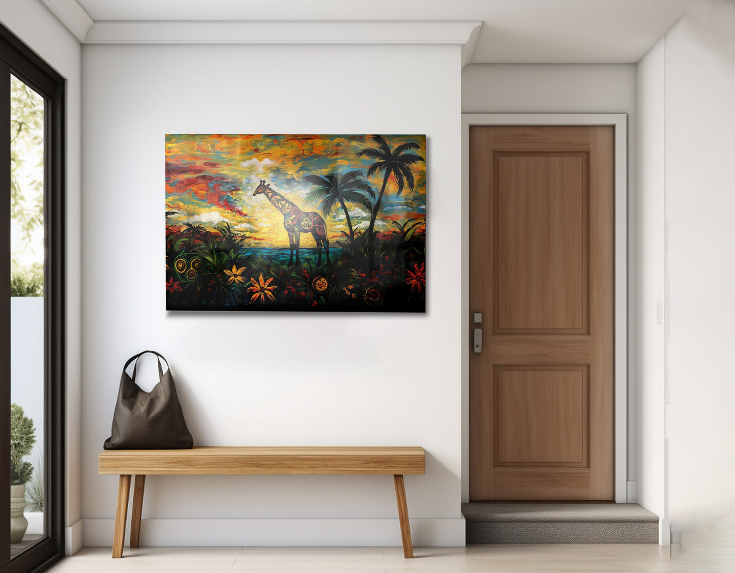 Giraffe Tropical Sunset Black Caribbean wall art view 23