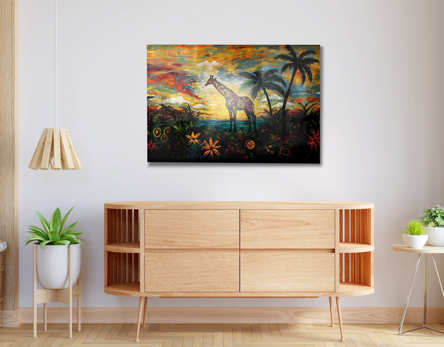 Giraffe Tropical Sunset Black Caribbean wall art view 20