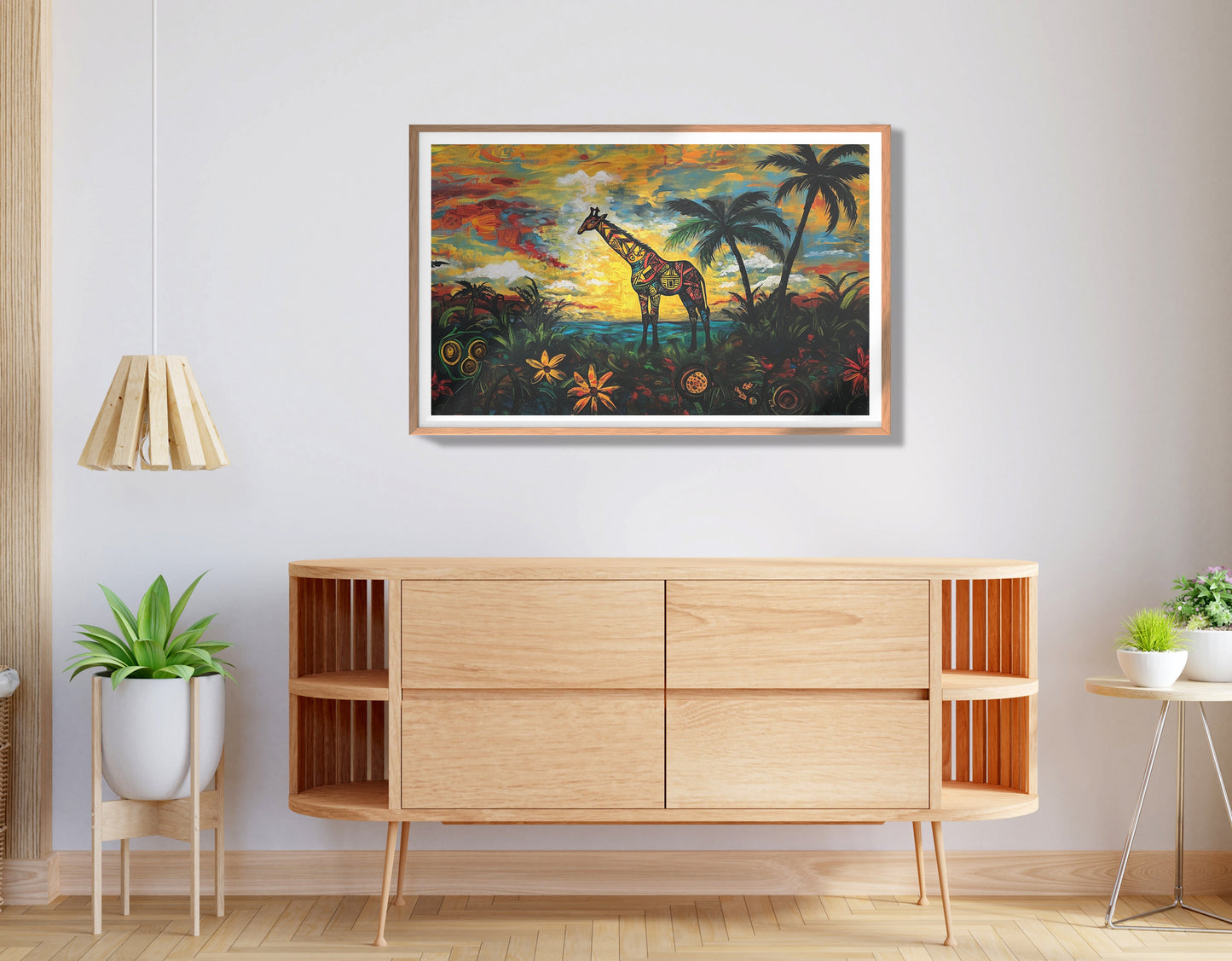 Giraffe Tropical Sunset Black Caribbean wall art view 80