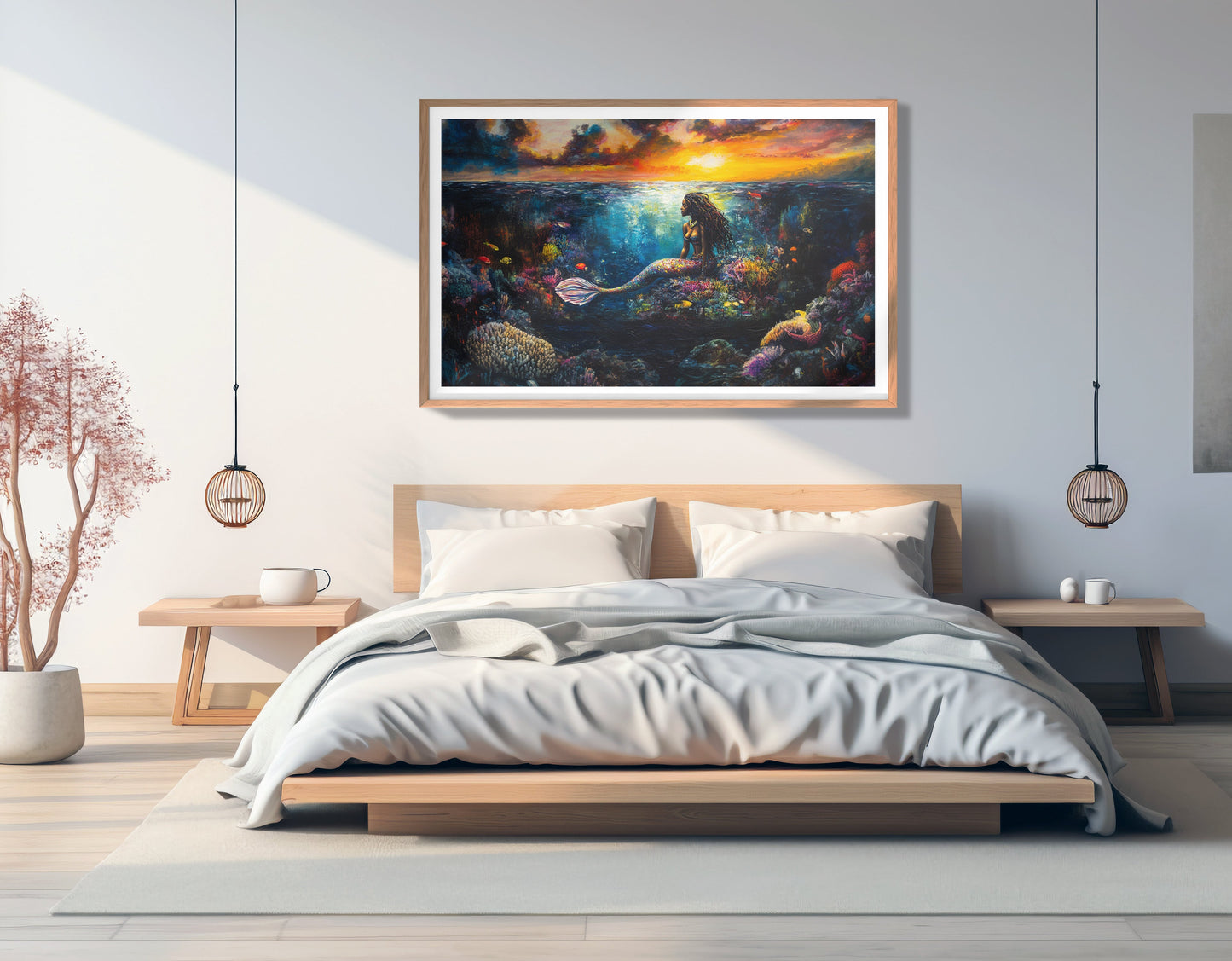 Black Mermaid Sunset Ocean Caribbean wall art view 81