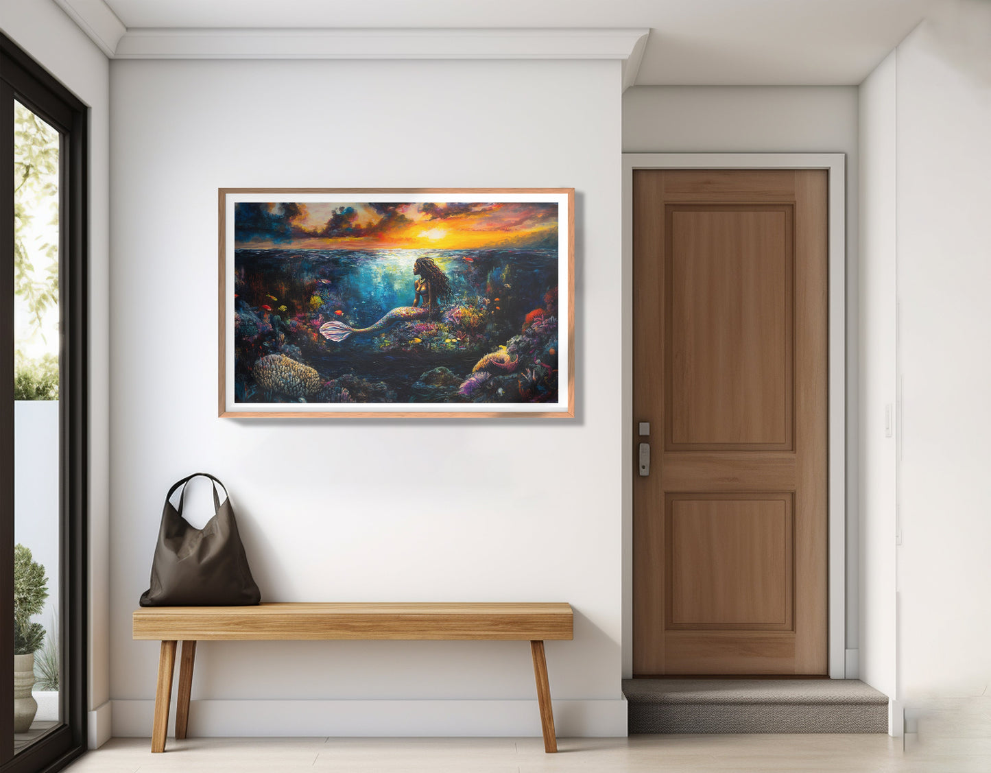 Black Mermaid Sunset Ocean Caribbean wall art view 83