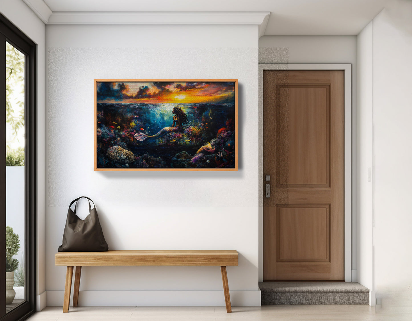 Black Mermaid Sunset Ocean Caribbean wall art view 47