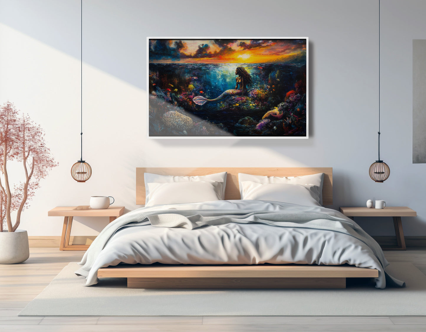 Black Mermaid Sunset Ocean Caribbean wall art view 63
