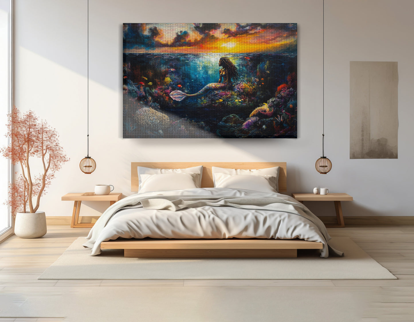 Black Mermaid Sunset Ocean Caribbean wall art view 15