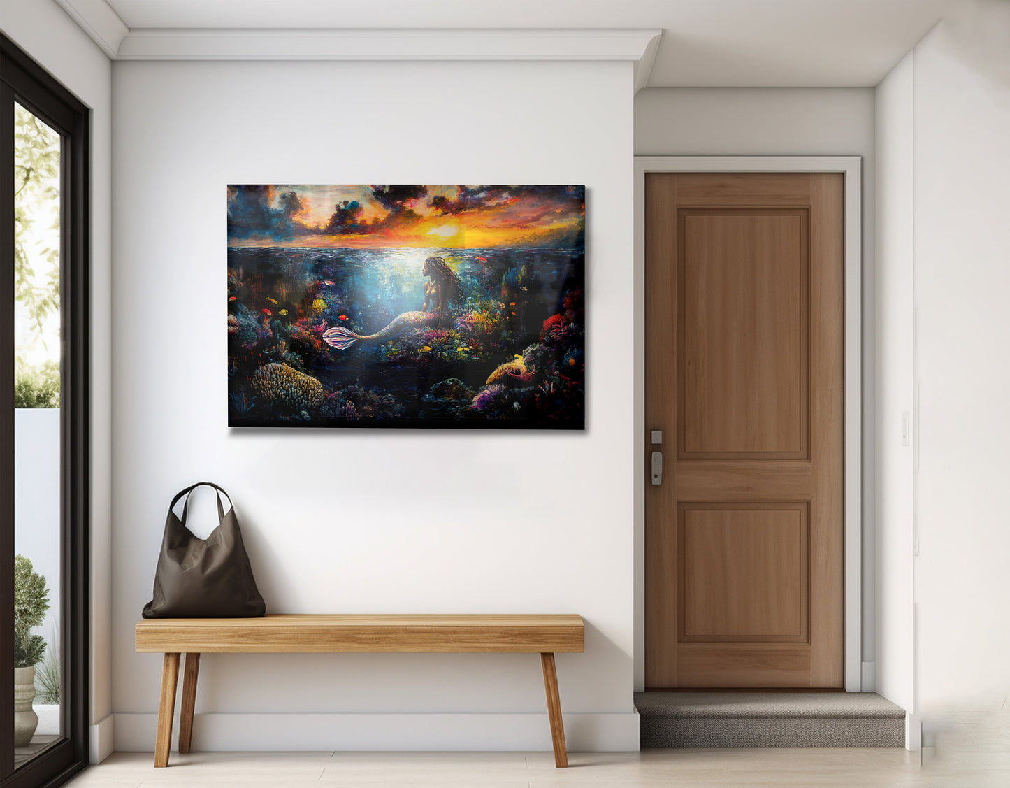 Black Mermaid Sunset Ocean Caribbean wall art view 23