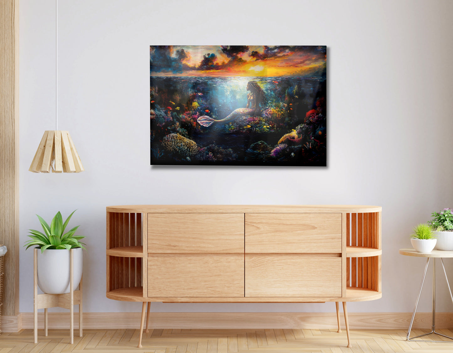 Black Mermaid Sunset Ocean Caribbean wall art view 20
