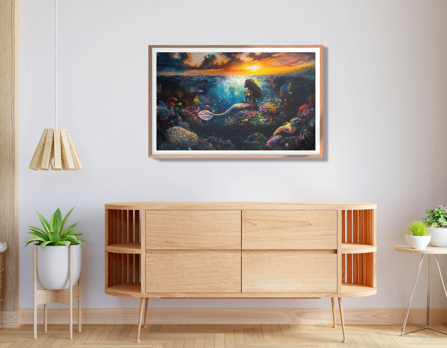 Black Mermaid Sunset Ocean Caribbean wall art view 80