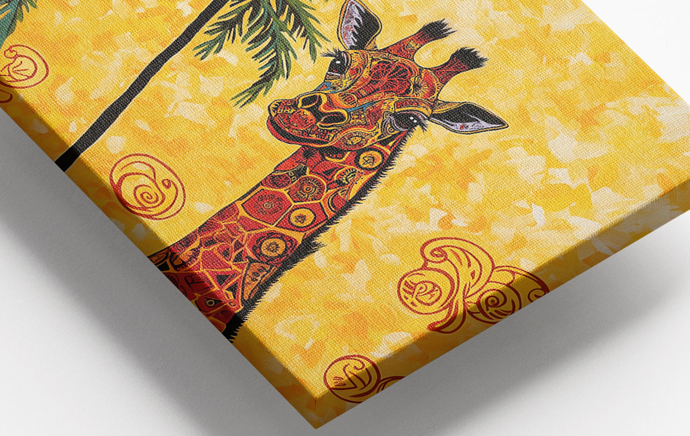Close-up of Yellow Giraffe Palm Tree African American canvas print detail