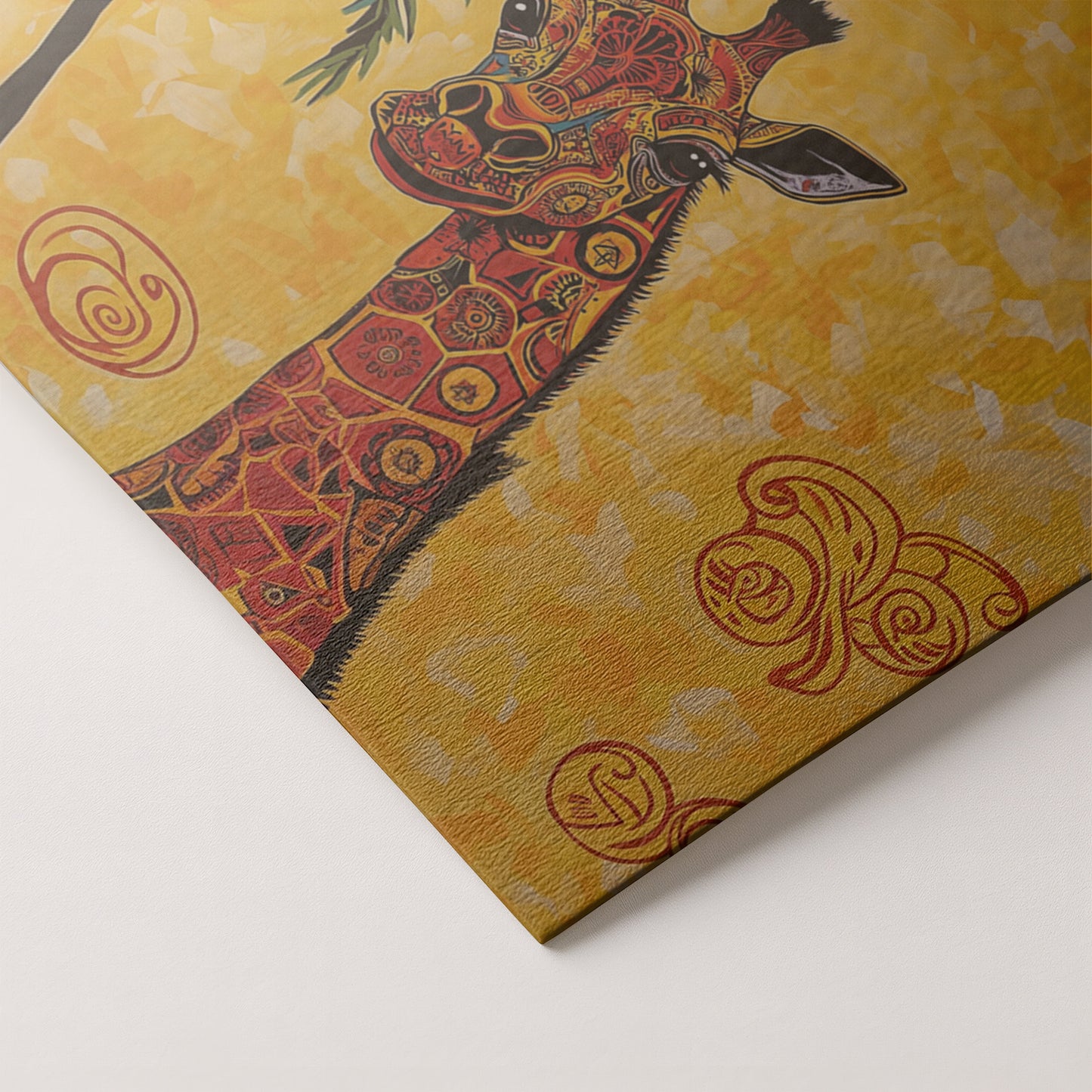 Yellow Giraffe Palm Tree African American canvas print artwork by MoomZee Artwork