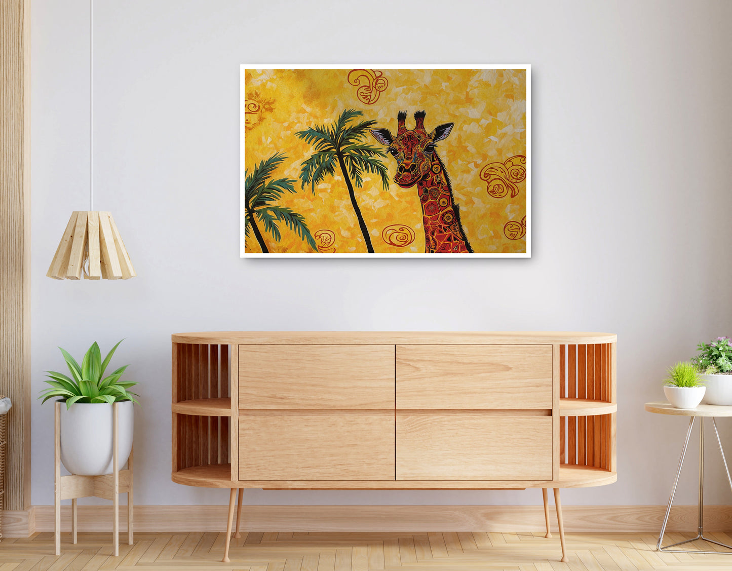 Alternate view of Yellow Giraffe Palm Tree African American canvas print